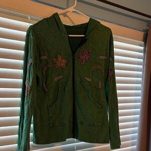 Embroidered Green Women's Jacket